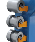 Close-up view of Heavy Hauler 45 Inch English Wheel rollers with smooth swivel top, designed for metal fab shapes.