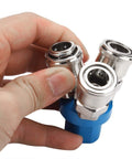 Sturdy Metal C Type Pneumatic Quick Fitting For One Quarter Inch Air Hose Quick Coupler Japanese Style Manifold Splitter in hand