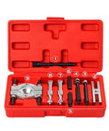 Professional 9 Piece Bearing Separator Puller Set Removal Tool Kit Features Blade Edge Design That Fits Tight Spots Separating Rings Quickly To Prevent Damage During Installation Great For Mechanics Saving Time Fixing Cars Smooth No Stress Now, red case open