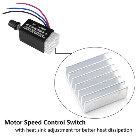 Universal 12V And 24V Motor Speed Controller Electronic Stepless Regulator Switch with heat sink detail