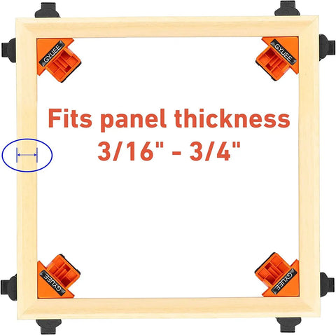 90 Degree Angle Clamps For Woodworking Corner Clip Right Angle Fixer 4 Pack In Orange And Black holding a wood frame
