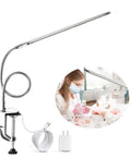 Clip On Desk Light With USB 8W LED For Nail Art And Manicure showing flexible gooseneck, desk clamp, and USB adapter with nail technician