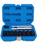 Heavy Duty Impact Lug Nut Removal Socket Kit For Effortless Wheel Lock Extraction Built With Chrome Molybdenum Steel To Bust Rusty Bolts And Stripped Nuts Quickly On Cars Trucks SUVs Boats And Home Projects Without Breaking A Sweat, 8-piece set in case