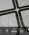 Close-up of waterproof Cream Glossy White Peel And Stick Backsplash Tiles With Floral Modern Design showing adhesive detail