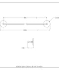 Technical drawing of Skyline Collection Matte Black 36 Inch Towel Bar With Concealed Mounting Hardware, Solid Brass Build.