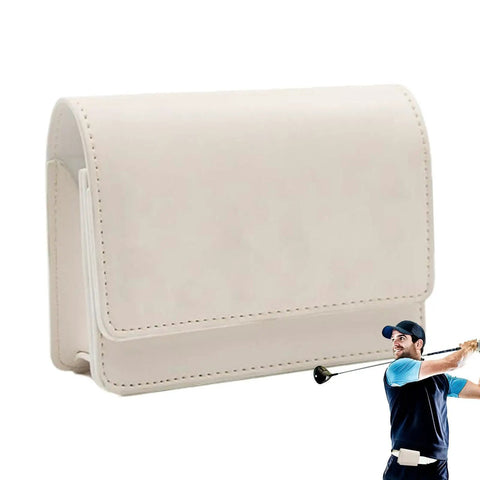 Durable PU Leather Golf Rangefinder Case With Belt Clip And Soft Inner Lining Waterproof Shockproof Carry Bag shown in white