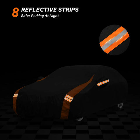 Dodge Challenger 10 Layer Waterproof Car Cover All Weather Exterior With Soft Cotton Lining And Door Zipper with reflective strips