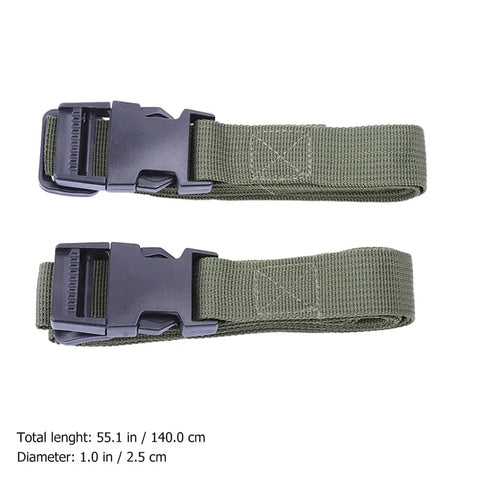 Military Green Nylon Lashing Straps with Snap Buckle 2 Pack, heavy-duty, olive green, for camping and backpacking use