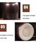 Heavy Weight Rice Storage Box Kitchen Sealed Grain Dispenser Airtight Cereal Jar With Lid showing shiny glaze and non-slip base.