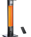 42 Inch Infrared Outdoor Patio Heater with 9 Heat Levels and 9 Hour Timer, 1500W Quick 1S Instant Heat, Kid Safe Lock, IP65 Waterproof, Black