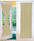 Beefy Heavy Duty Brass Curtain Rod Brackets With Screws, 4 Pairs 8 Pieces, Swivel End Sash Mounts For Doors And Windows Sidelights Easy Install Solid Metal Curtain Rod Holders You'll Actually Use installed on glass doors with beige curtains