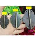 Old School Antique Bronze Cabinet Hinges With Screws Two Pack Durable Iron Door Butt Hinges shown in different sizes