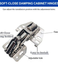 Close-up of silver RV cabinet hinge set; 4-pack heavy-duty marine-grade soft-close damped overhead hinges by Amazon