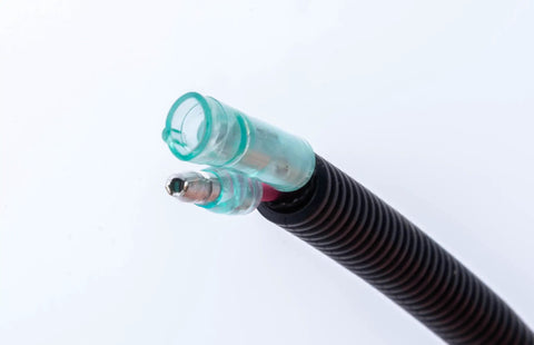 Close-up of hose fitting for Direct Replacement A C Compressor For TM43 12V With 8 Groove Pulley Part 3300301