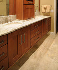 Six Pack 5 Inch Antique Brass Cabinet Handles With Linear Coin Edge Texture on bathroom vanity cabinets