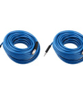 Rock Solid Heavy Duty PVC Air Compressor Hose 2 Pack 30 Meter Length 300 Psi Max Pressure with blue connectors on each end.