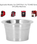 Double Filter Stainless Steel Reusable Coffee Pods With Fast Twist Screw Switch For Custom Ground Roasts That Hit Different Every Single Morning You Crave Bold Flavor, shown with compatible coffee machines.