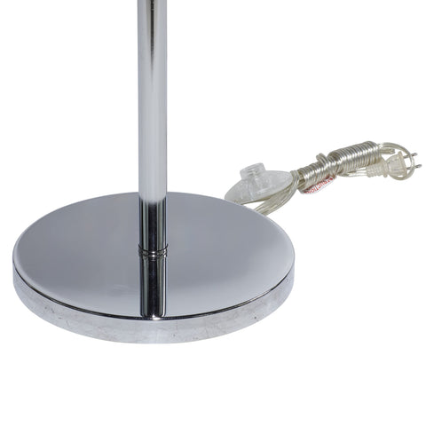 Modern Silver Metal Floor Lamp With Crystal Embellishments, Tall 62 Inch Stand, Acrylic Glass Shade base and cord detail