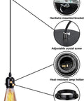 Diagram of Industrial Mini Pendant Light Kit with E26 E27 Base Edison Vintage Style, showing components and assembly.