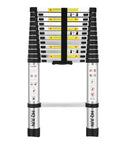 Foldable Telescoping Ladder for Home and Outdoors, EN131 Compliant Aluminum Extension Ladder, 12.5 Feet Reach, front view