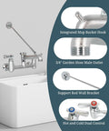 Commercial Mop Sink Faucet With Vacuum Breaker, Wall Mount Utility Sink Faucet, 8 Inch Adjustable Center, pail hook, built tough brass