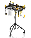 Portable Rolling Tool Cart With Adjustable Height, Magnetic Strip And Hooks, Folding Work Table On Wheels for garage and bike shop.
