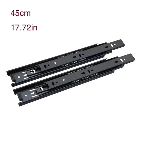 Beefy Heavy Duty Drawer Slides 1 Pair With Bottom Mounted Concealed Design For Under Drawer Glide, 45cm black steel