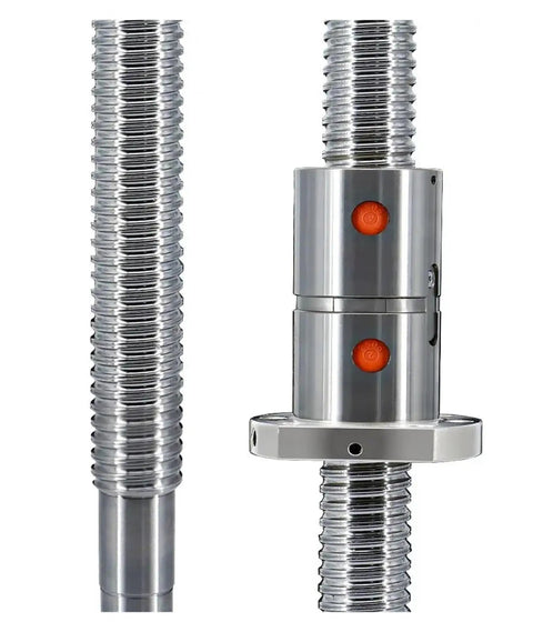 DFU4005 Heavy-Duty Workhorse Ball Screw Shaft Assembly 40mm Diameter 1000mm Length Precision Carbon Steel with nuts, showing detailed threaded design.