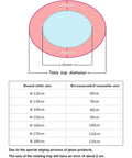 Diagram showing table and recommended Glass Lazy Susan Turntable for Dining Table with Smooth Silent Bearing 360 Degree Rotation.