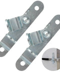 2 Pack Trailer Hasp Latches And Door Hasp Keepers with zinc coated iron bar lock handles for secure cam mechanisms, shown on trailer door.