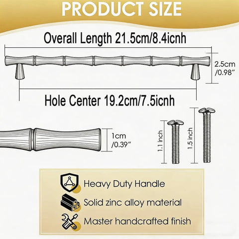 Brushed Gold Cabinet Pulls 7.5 Inch Hole Center Zinc Alloy Heavy Duty Drawer Handles size and material specifications