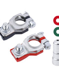 Rock Solid Battery Terminal Connectors One Pair Positive And Negative Top Post Design with copper tinned shell and plastic bases.