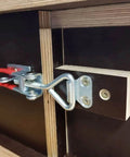 10 Pack Adjustable Toggle Clamps 4002 Pull Latch For Doors Boxes And Jigs, 551 Lb Capacity, installed on wooden cabinet