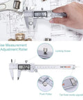 Stainless Steel Digital Caliper With Large LCD Screen, 6 Inch Vernier Caliper used for precise measurement on blueprints.