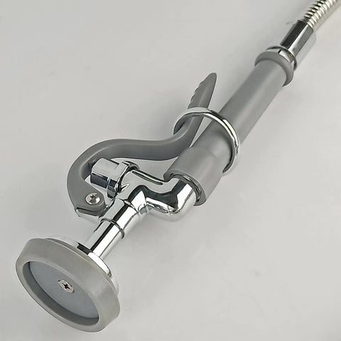 Heavy Duty 7 Inch Deck Mount Commercial Faucet With Sprayer And Pull Down Hose Single Pedestal Restaurant Pre Rinse Faucet Pro Grade Kitchen