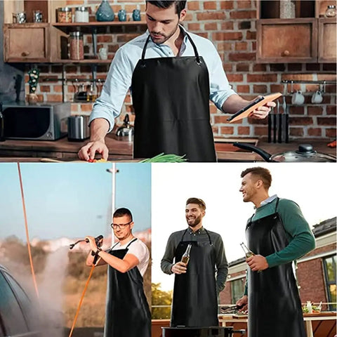 Heavy Duty Waterproof Rubber Apron With Two Sleeves For Trades And Cooking Chemical Resistant Grease Proof Industrial Safety Gear Black Adjustable Bib Badass Coverage Stay Dry No Sweat