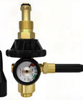 Helium Tank Regulator With CGA580 Valve Latex To Mylar Balloon Inflator Adapter Filler Valve High Speed Balloon Inflation Contents Gauge Hand Tight Connection Vertical Design For Easy Party Balloons, brass regulator