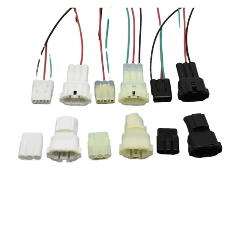Various connectors from the Badass Industrial Grade Heavy Gauge 3 Pin Sealed Male Female Pigtail Wire Harness Waterproof Electrical Cable Connector Kit.