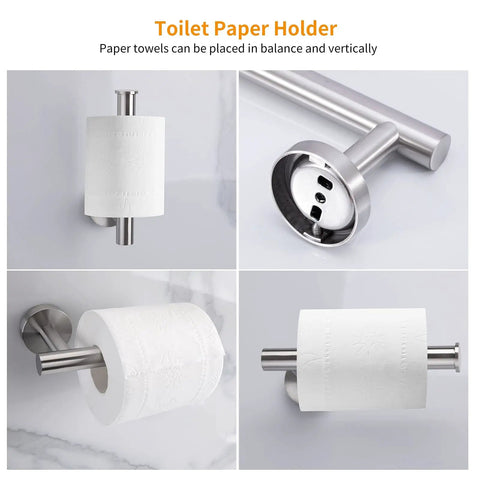 Brushed Nickel 10 Piece Bathroom Accessories Set Includes 16 Inch Towel Bar Towel Ring Toilet Paper Holder Robe Hook And More SUS304