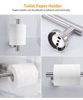 10 Piece Brushed Nickel Bathroom Hardware Set With 24 Inch Towel Bar, Towel Ring, Toilet Paper Holder And Robe Hook SUS304 Stainless Steel Easy Install Modern Finish Durable Bath Accessories Kit For A Fresh Bathroom Upgrade showing toilet paper holder.