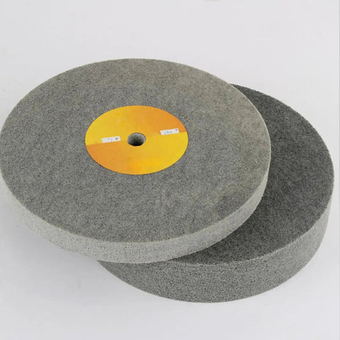 Pro Grade Nylon Fiber Polishing Wheel And Buffing Disc For Metal And Wood, gray abrasive disc, side view