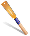 Kickass Six Inch Japanese Pull Saw Featuring Double Edged Design With Fourteen Teeth Rip Side And Seventeen Teeth Cross Cut Blades for precise woodworking.