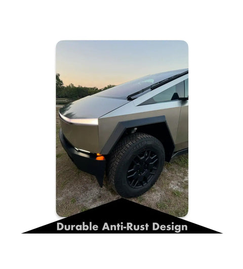 Dope Wheel Center Caps And Lug Nut Covers For Cybertruck Matte Black installed on Cybertruck front wheel