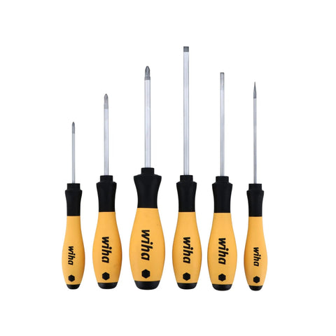 Six Piece Slotted And Phillips Screwdriver Set With ESD Safe Cushioned Grips, Through Hardened Tips, Chrome Finish, Durable For Fine Work
