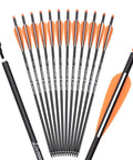 Pack of 12 black 16 Inch Carbon Crossbow Bolts For Hunting And Archery Arrows With 4 Inch Vanes Moon Nocks Target Tips