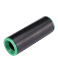 Raindrip 344G00UB 1/2-inch compression coupling for drip irrigation; black body with green ends, side view.