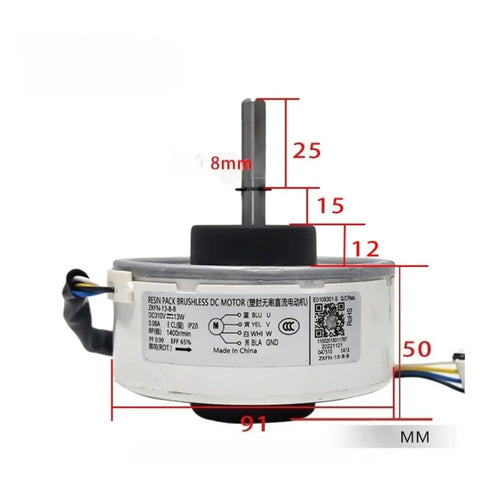 Heavy Duty DC Indoor Unit Fan Motor For Air Conditioners High Efficiency Replacement Part Boss Grade Spare Motor For Midea Systems And Similar Units Easy Install Quiet Cooling Long Lasting Performance, 91mm