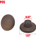 10 Pack Round Walnut Wood Cabinet Knobs With Screws 1.57 Inch Diameter showing front and back with measurement details.
