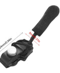 Close-up of Heavy Duty Zipper Slider Replacement Kit 10 Pack Easy Zip Puller showing measurements for durable repairs.