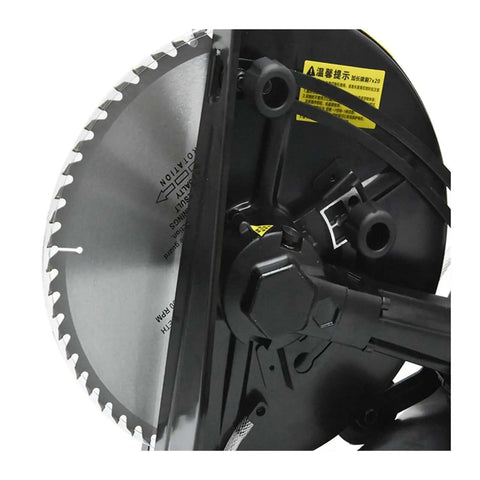 Close-up of Heavy Duty Beefy Electric Circular Saw Angle Adjustable Portable Cutting Machine For Wood Metal Stone Tile Diy Pros Cuts Brick And Concrete Tile Like A Hot Knife Through Butter 6800W blade.